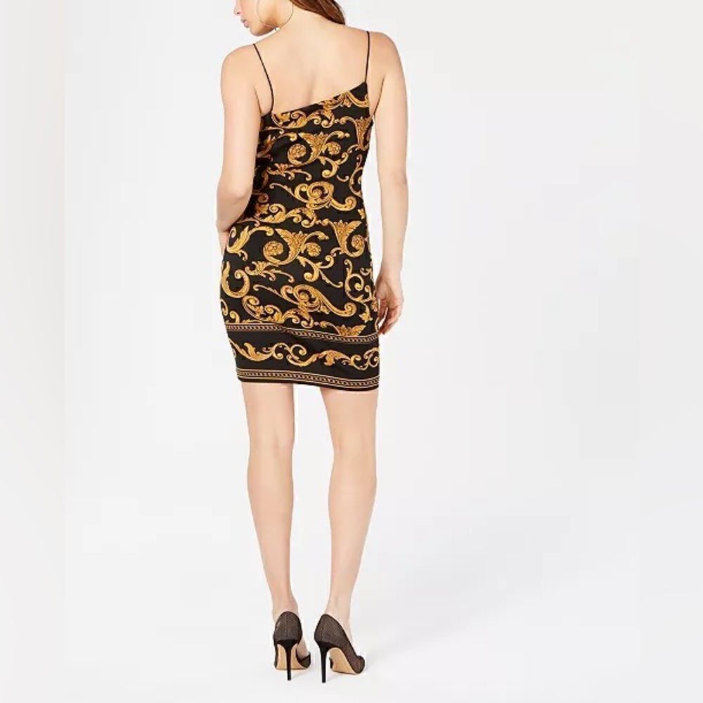 Guess Jenny Mini Black Gold Dress Gilded Printed Bodycon Size XS - Picture 3 of 10